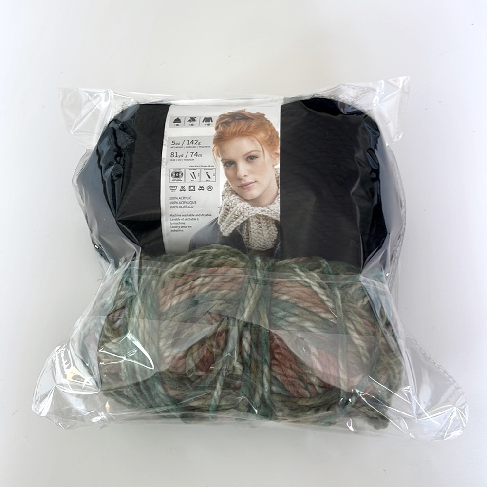 NWT Lot of Two (1 Lion Brand Hometown Yarn (NWT), 1 Green Multi Yarn (Preowned)